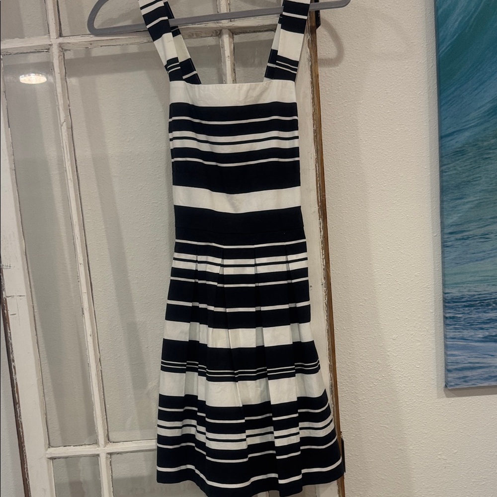 Banana Republic Black and White Striped Crisp Lined Dress